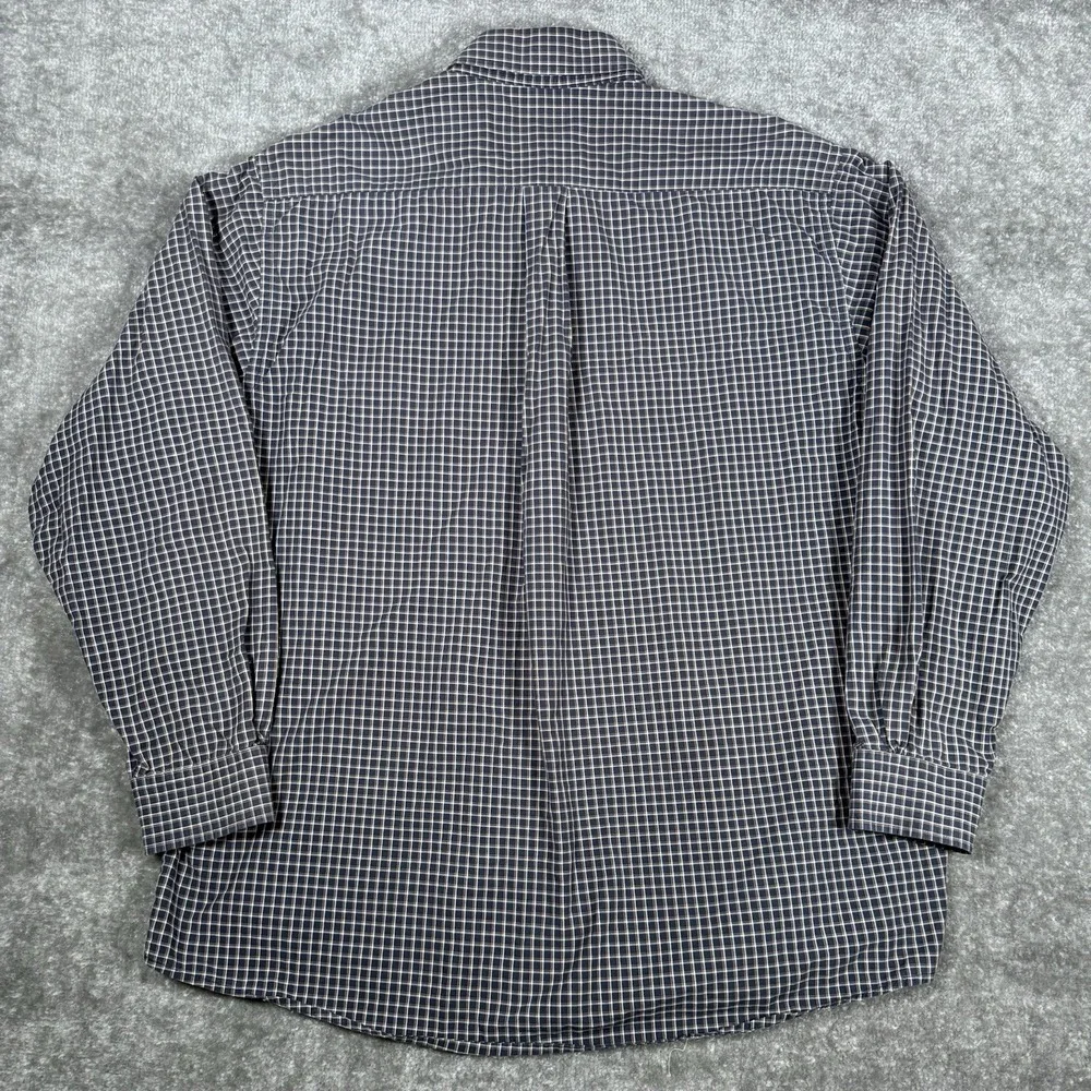 Vintage Brooks Brothers 346 Shirt Men's Large Navy Blue Plaid Long Sleeve‎